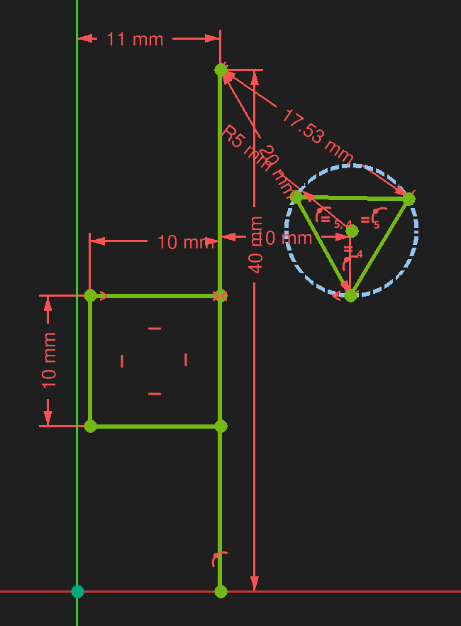 FreeCAD sketcher workbench two solutions for the same symmetry example b